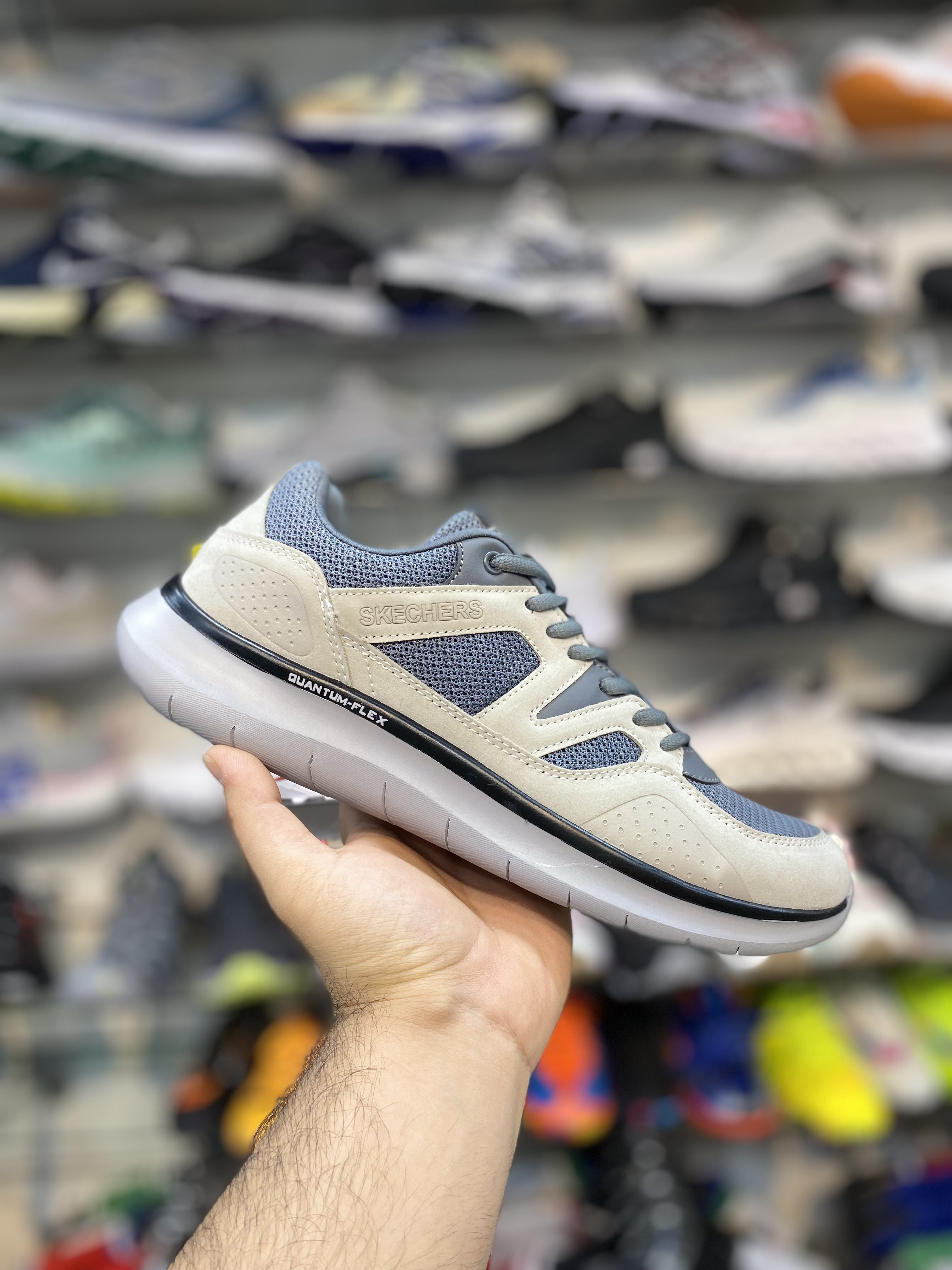 کتونی اسکیچرز کوانتوم فلکس نقره ای مدل Skechers Quantum Flex Silver